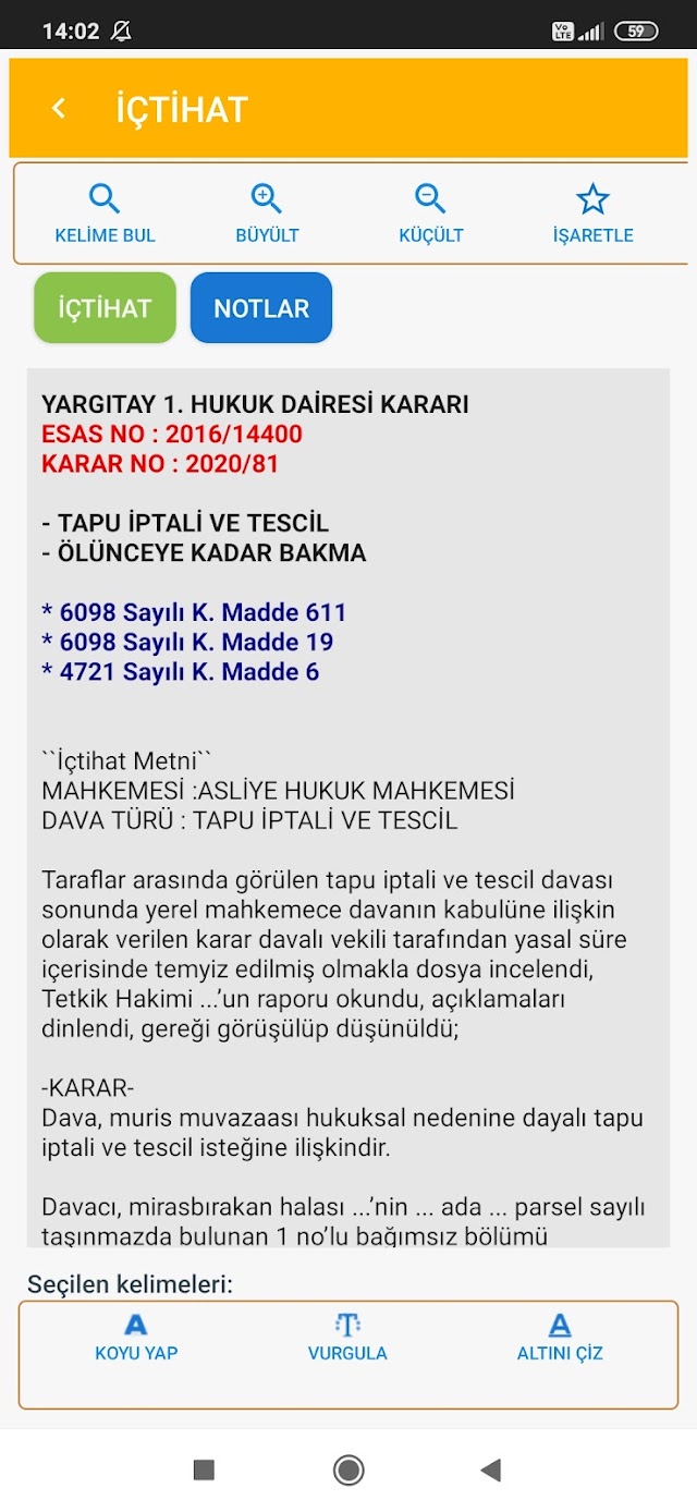 Android için Borçlar Kanunu Uygulaması Resimleri