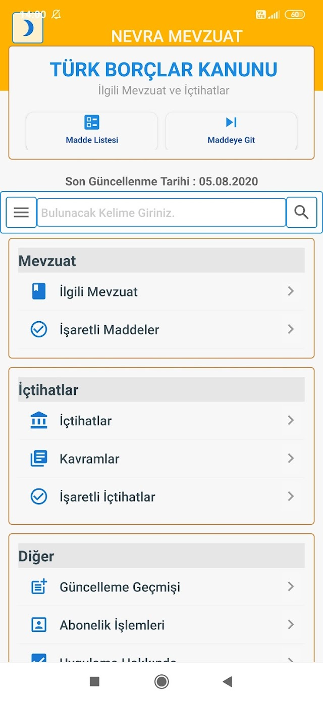 Android için Borçlar Kanunu Uygulaması Resimleri
