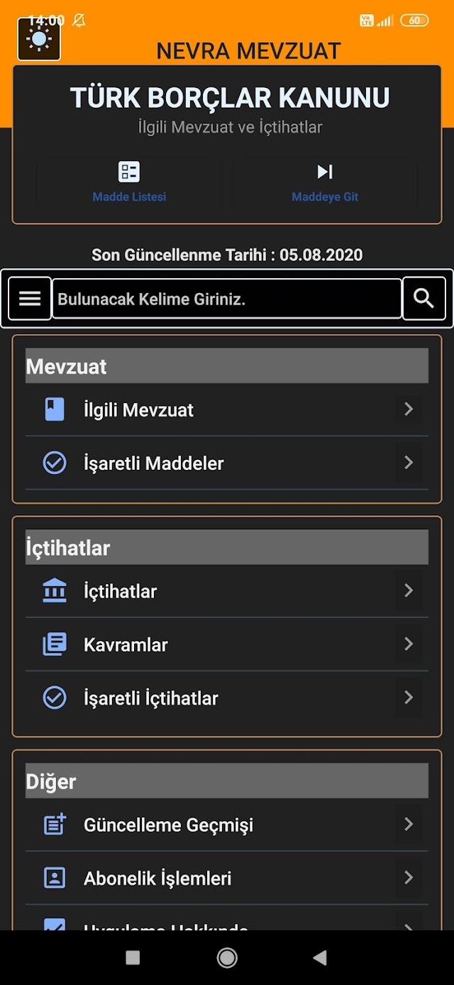 Android için Borçlar Kanunu Uygulaması Resimleri