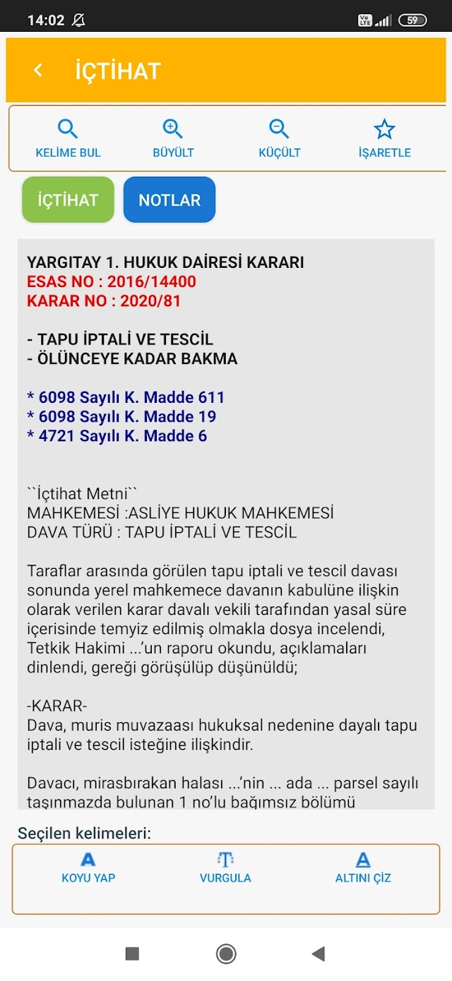 Android için Borçlar Kanunu Uygulaması Resimleri