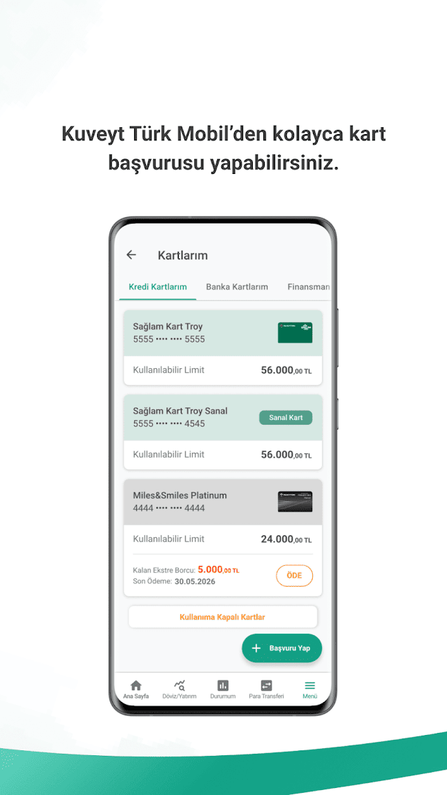 Android için Kuveyt Türk Mobil Uygulaması Resimleri