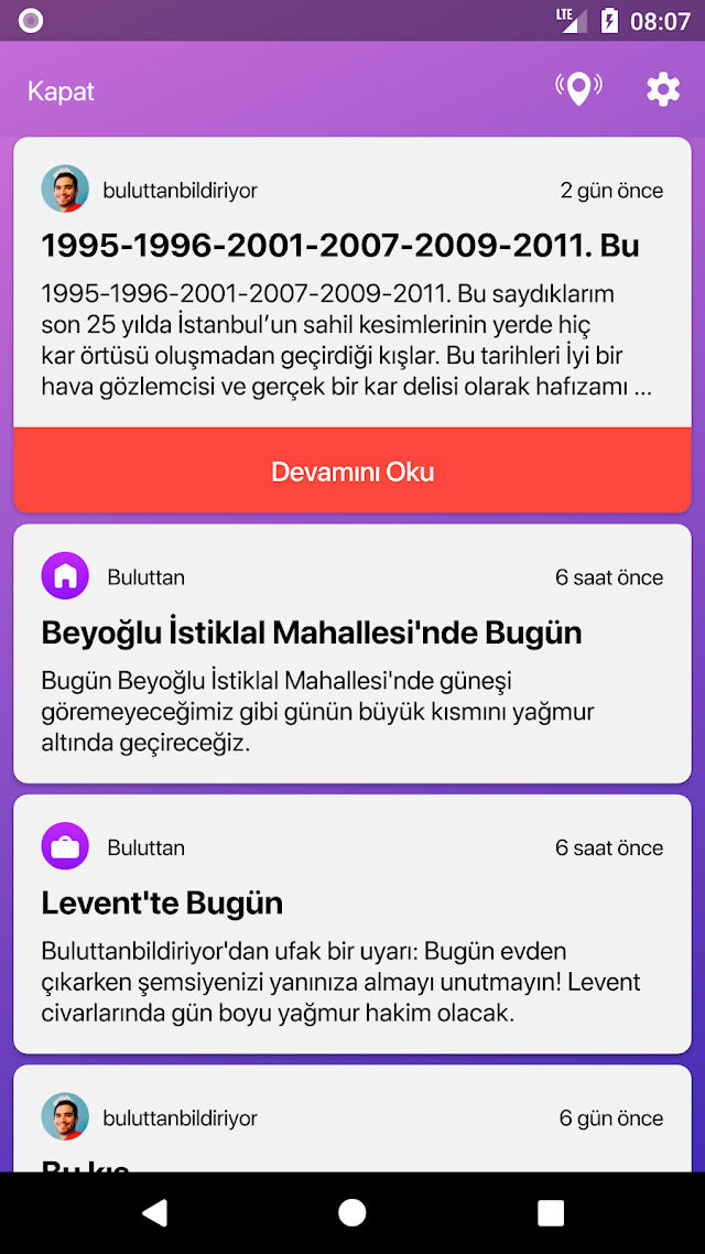 Hava Durumu Uygulaması Resimleri