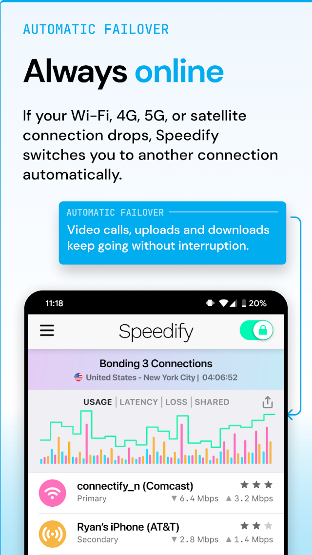 Speedify: Bond Satellite + 5G Resimleri