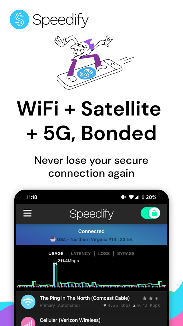 Speedify: Bond Satellite + 5G Resimleri