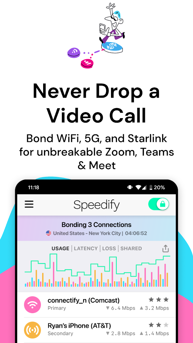 Speedify: Bond Satellite + 5G Resimleri