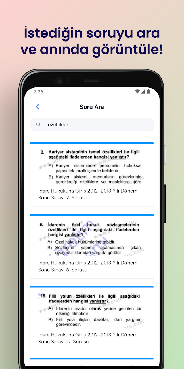 AÖF Soru, AÖF Çıkmış Sorular Resimleri