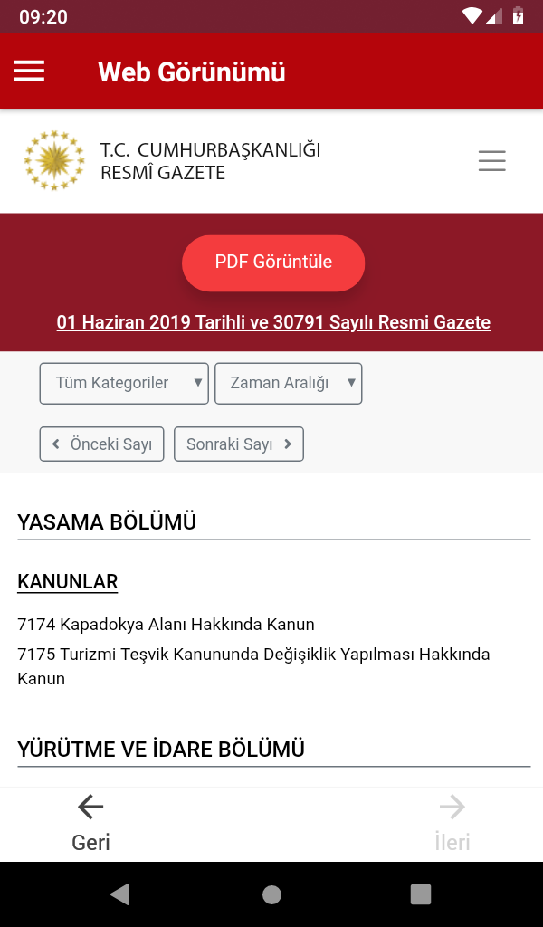 T.C. Resmi Gazete Resimleri