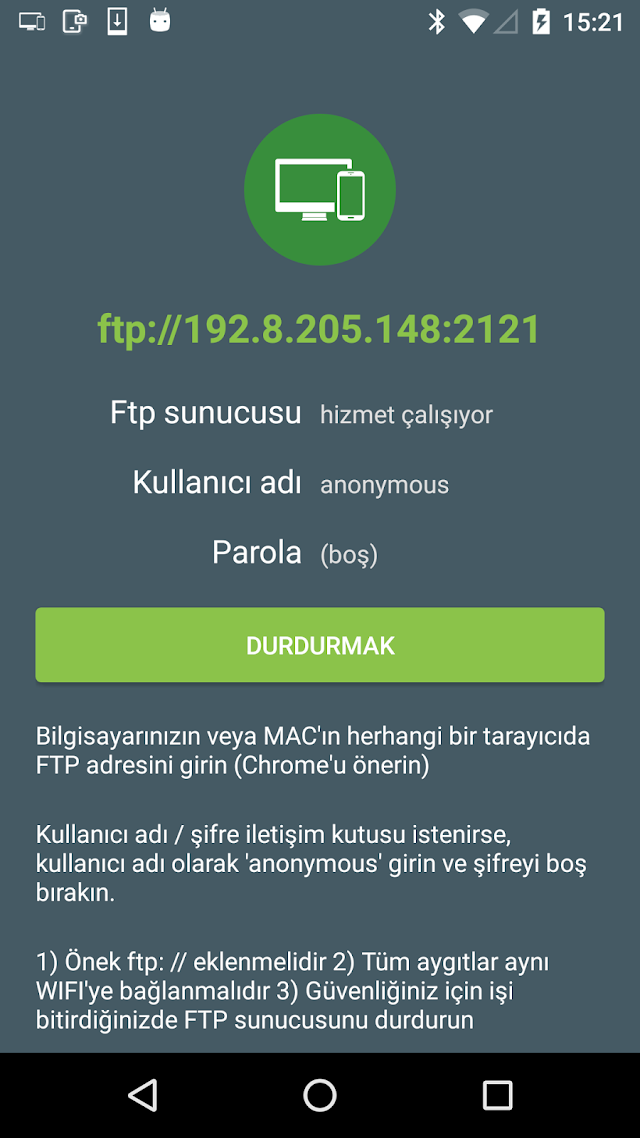 WiFi Dosya Aktarımı Resimleri