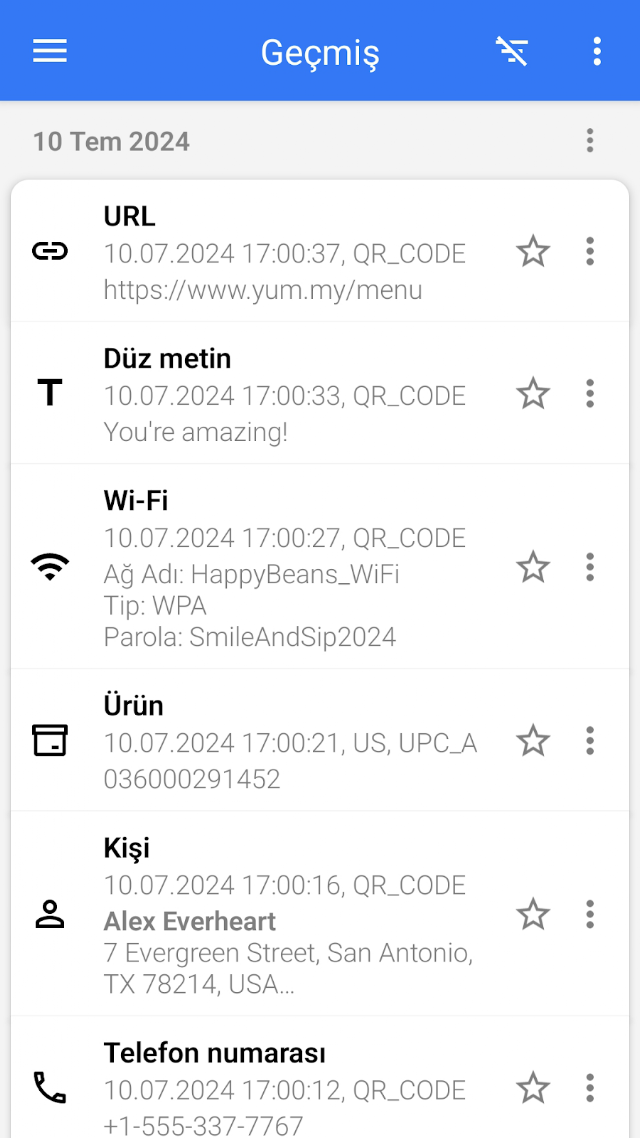 QR ve Barkod Okuyucu Resimleri