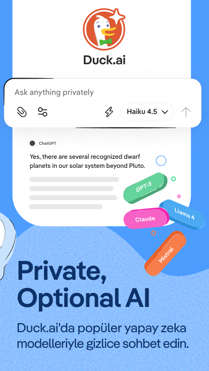 DuckDuckGo, optional Duck.ai Resimleri