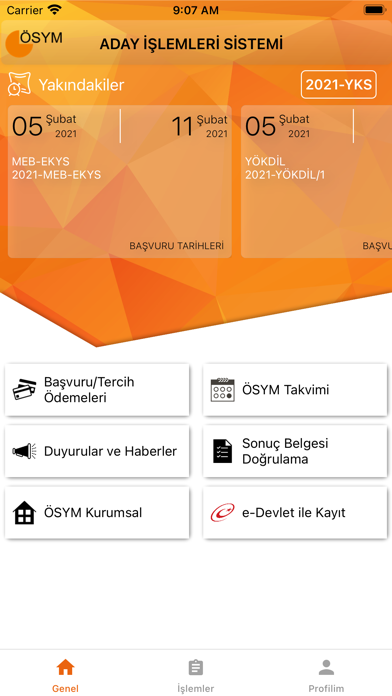 ÖSYM Aday İşlemleri Sistemi Resimleri
