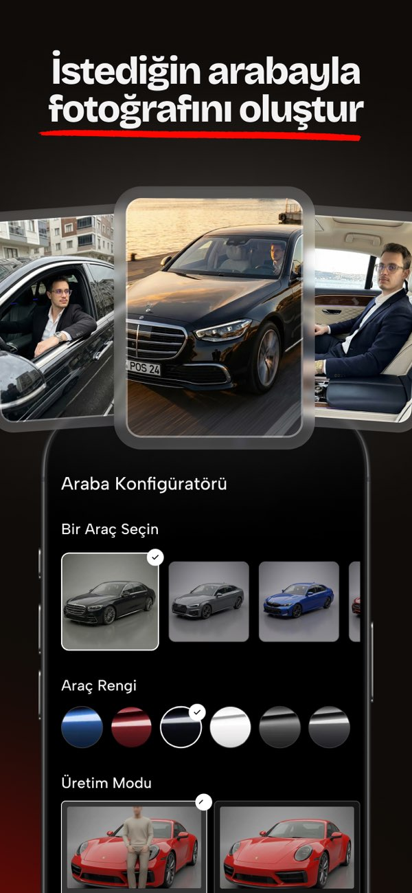 Posely: AI Araba Foto & Video Resimleri