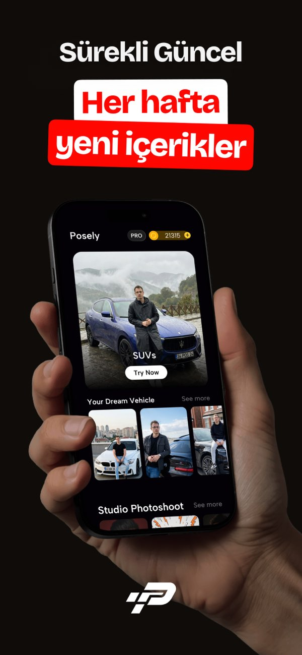 Posely: AI Araba Foto & Video Resimleri