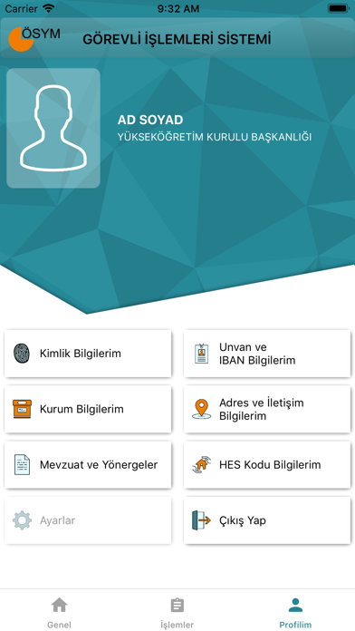 ÖSYM Görevli İşlemleri Sistemi Resimleri