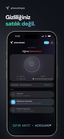 PlanckVPN: Kayıt Tutmaz, Hızlı Resimleri