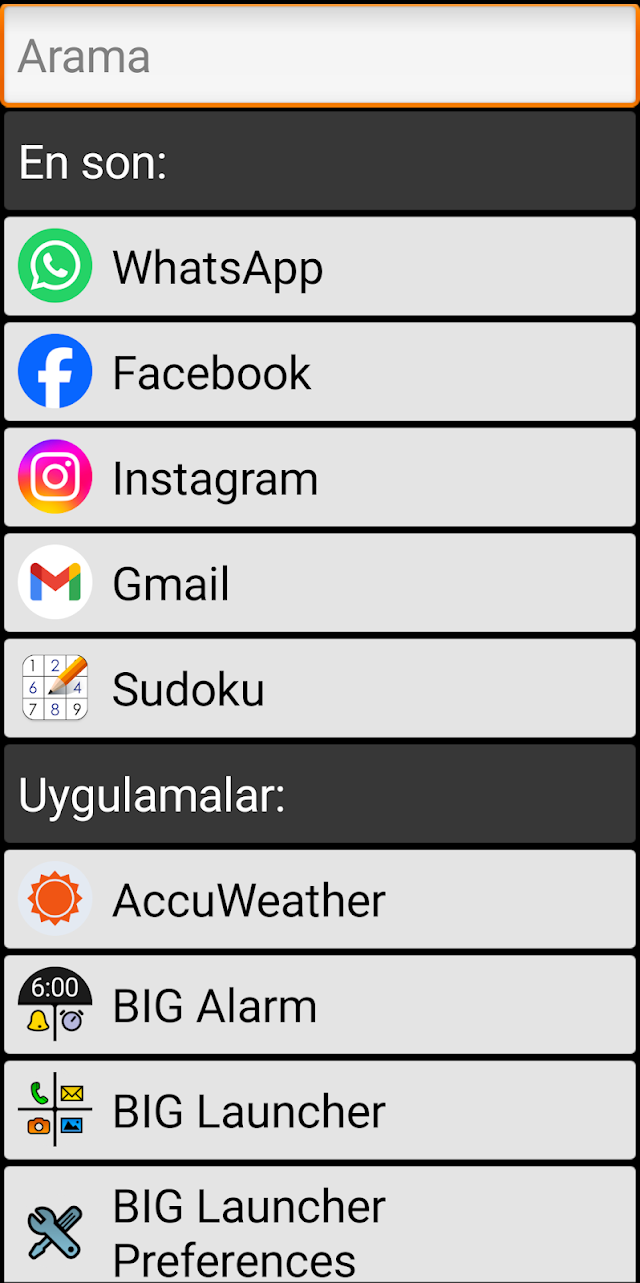 Yaşlılar İçin BIG Launcher Resimleri