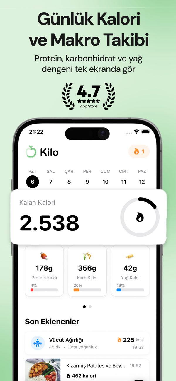 Kilo: AI Kalori Hesaplama Resimleri