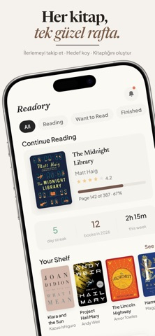 Readory: Kitap Takibi Resimleri
