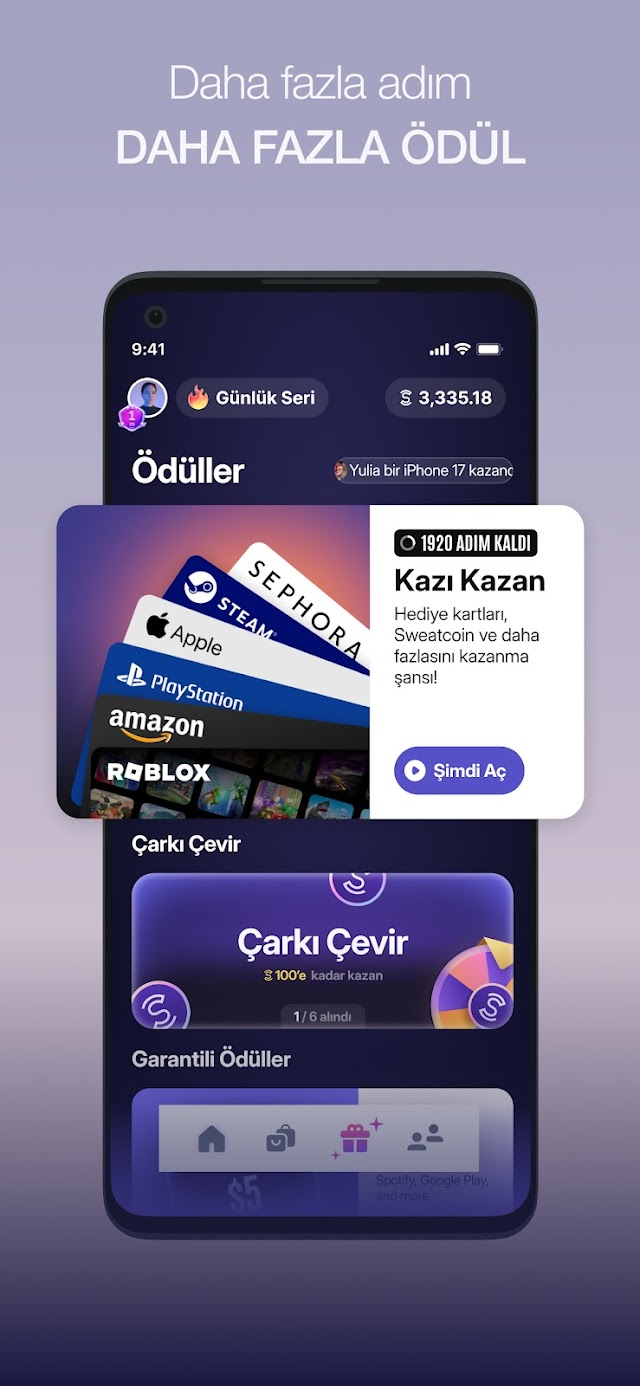 SweatcoinAdım Sayar ile Yürü Resimleri