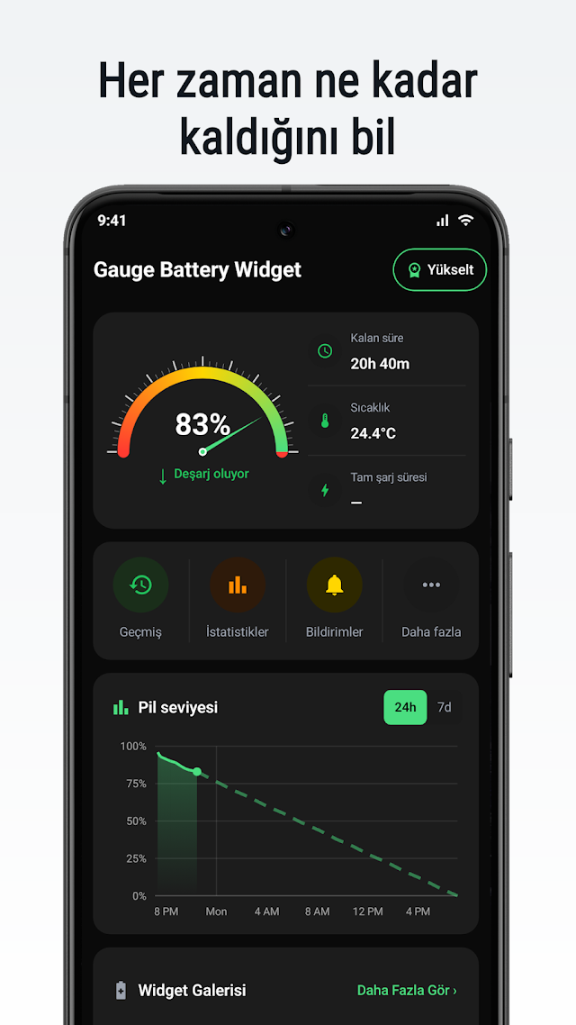 Gauge Battery Widget & Monitör Resimleri