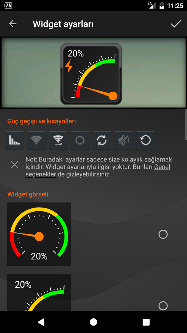 Gauge Battery Widget Resimleri