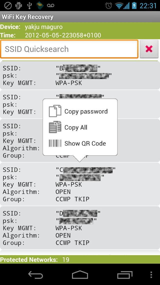 WiFi Key Recovery (needs root) Resimleri