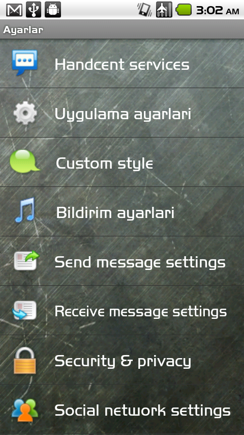 Handcent SMS Turkish Language Resimleri