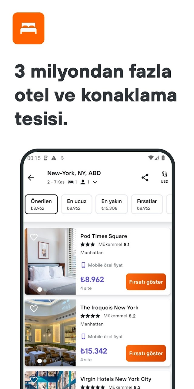 KAYAK Uçuş, Otel, Kiralık Araç Resimleri