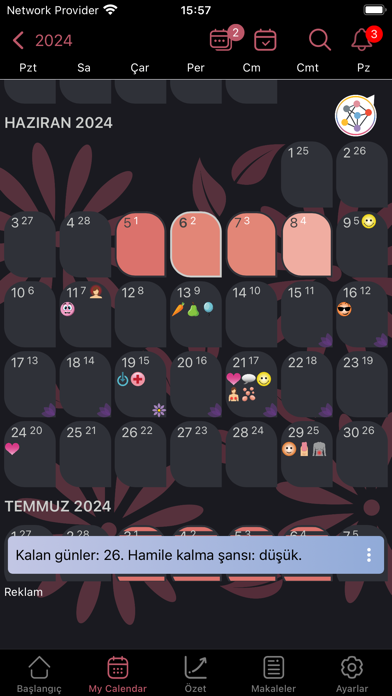 WomanLog Takvim Resimleri