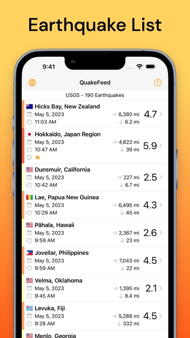 QuakeFeed Earthquake Alerts Resimleri