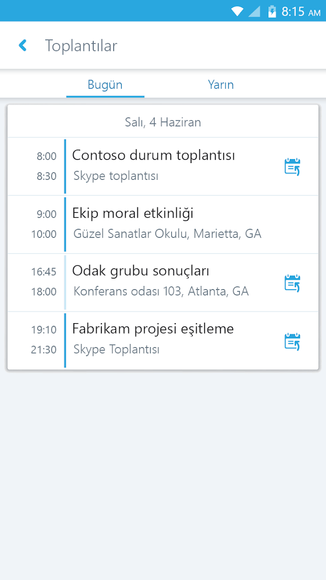 Skype for Business for Android Resimleri